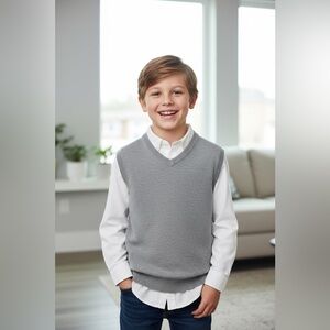 Children’s Place Boys Grey V-Neck Sweater Vest size 10-12